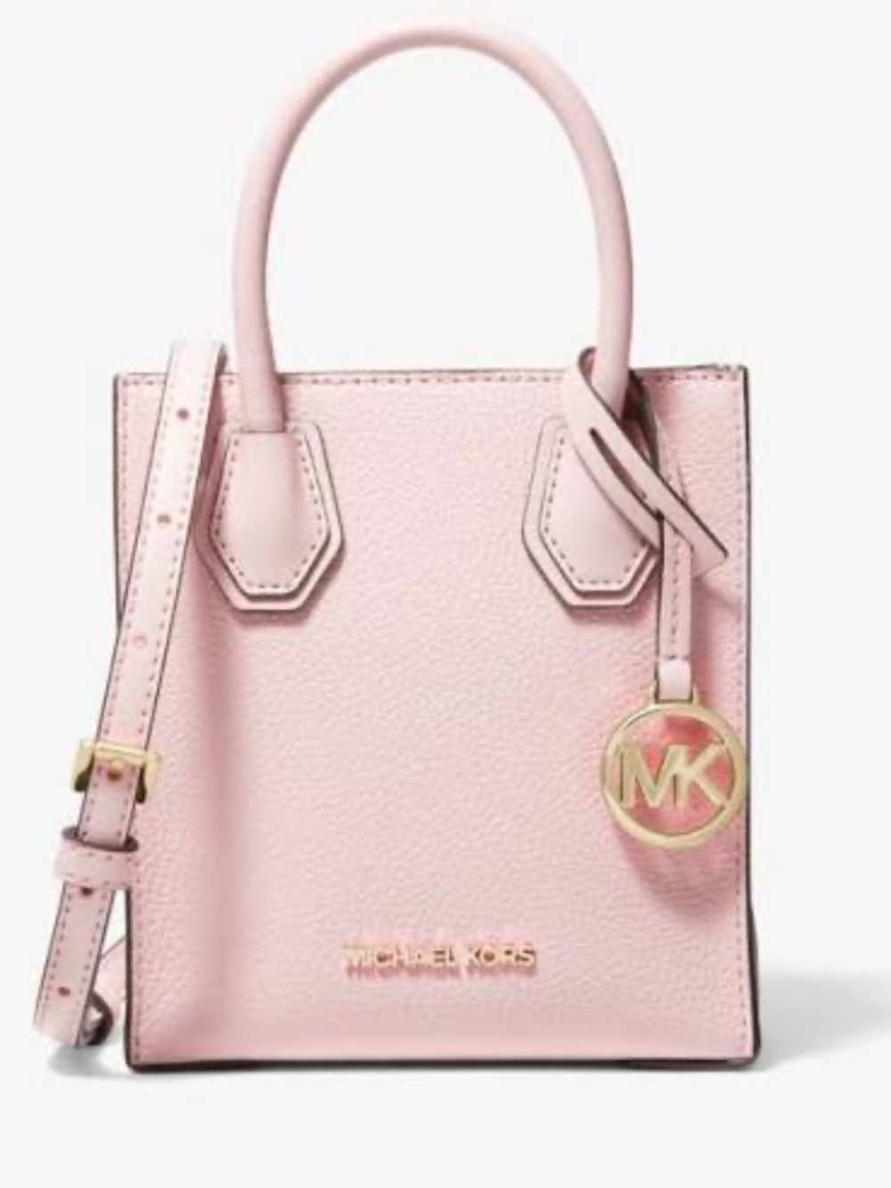 MICHAEL KORS Mercer Extra-Small Pebbled Leather Crossbody Bag pink